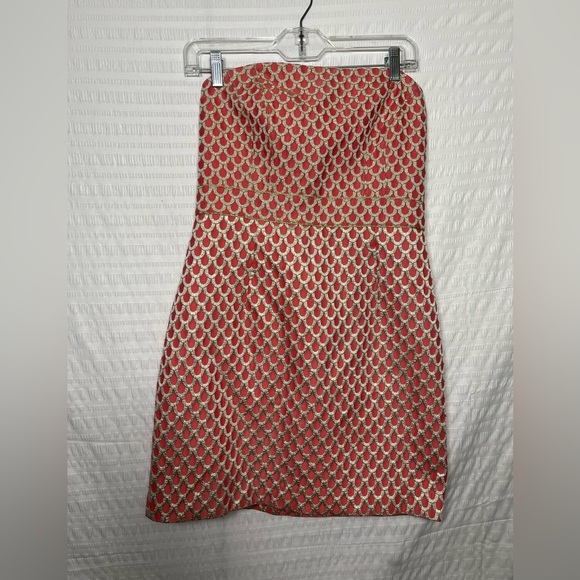 Lilly Pulitzer Island Coral Josephina Strapless Dress Size 6 - Picture 3 of 8
